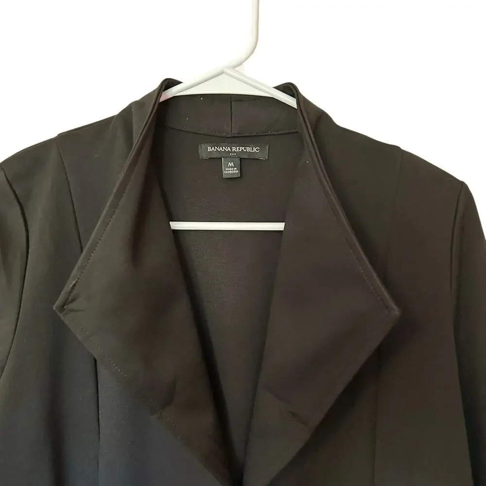 Banana Republic Women's Black Short Front Zipper Pockets Moto Jacket Size M